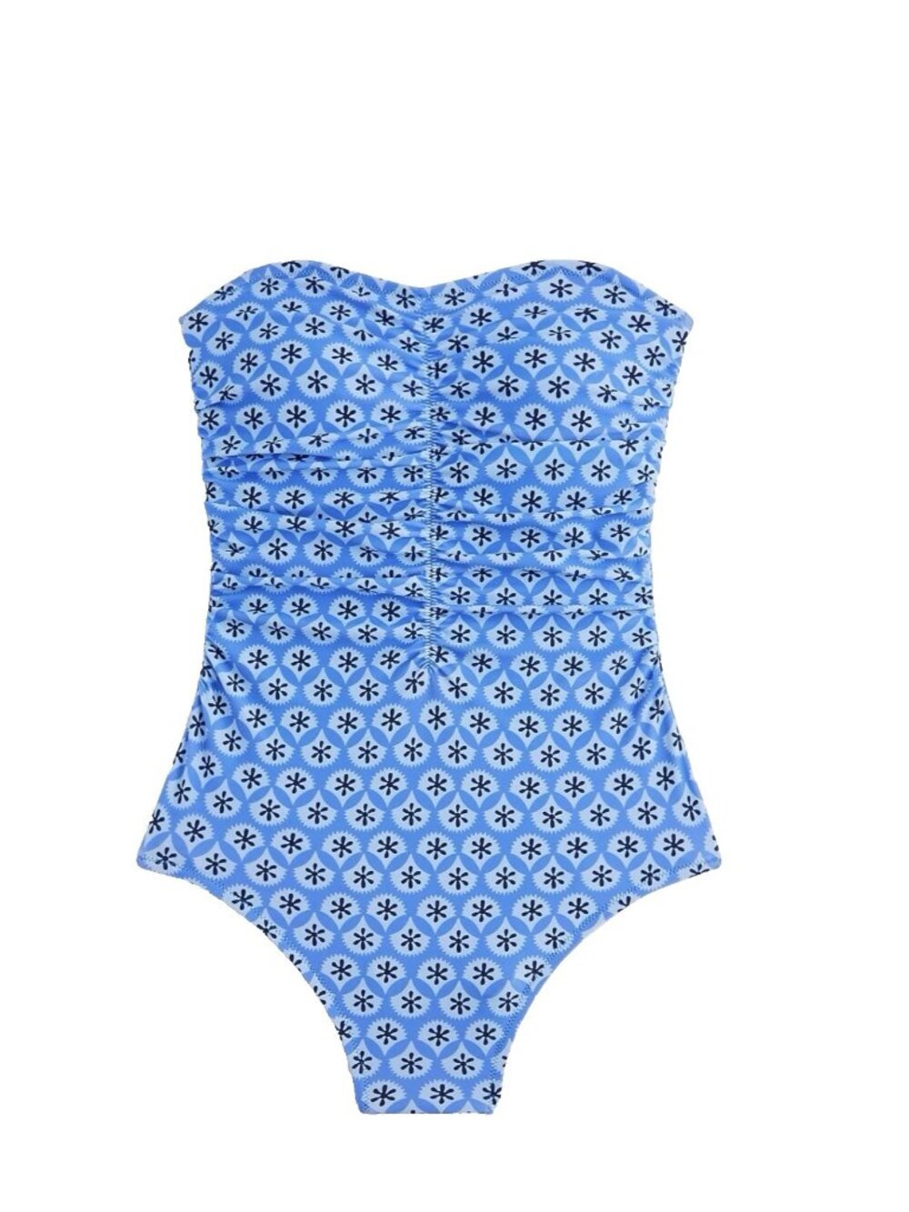 J.Crew Factory Bandeau One-Piece Swimsuit Halter Ruched Blue Ocean XS NWT $138